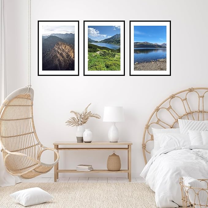 20x28 Picture Frame with 18x24 Mat Set of 2, Display Photo 18x24 with Mat or 20 x 28 Without Mat, Wall Hanging Large 20 by 28 Poster Frame with Plexiglass, 2 Pack, Black