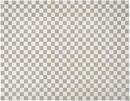 Revival Rugs Gambit 7'10"x10' Checkered Rug Washable Area Rug for Living Room Bedroom - 100% Recycled Oeko-TEX Certified, Medium Pile, Gray, Beige
