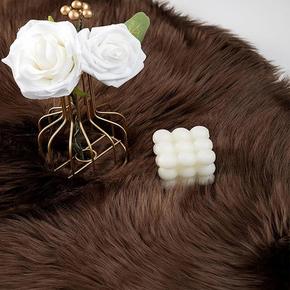 Faux Fur Small Rug 2 x 3 ft Coffee Shaggy Sheepskin Machine Washable Fuzzy Area Rug Super Soft Fluffy Plush Carpet for Bedroom Living Room Floor Nursery Kids Room Bedside Rug