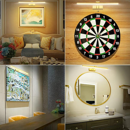 FUNCHDAY Picture Light,Battery Art Lights for Wall,Wireless Remote Painting Light with Timer and Dimmable,13”Metal Display Lighting for Artwork,Portrait,Gallery(Brass)