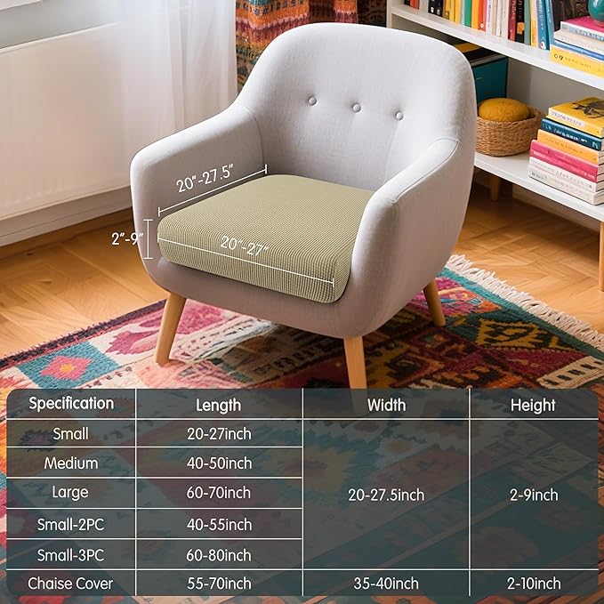 Hokway Couch Cushion Covers Stretch Cushion Covers Sofa Seat Cushion Slipcover Cushion Protector(Sand, Small)