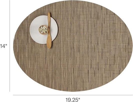 Chilewich Bamboo Placemats Set of 4 - Woven Oval Placemats - Reusable, Stain-Resistant, Indoor/Outdoor Tabletop Protection - 19" x 14" - Camel