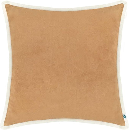 FINGERCRAFT Decorative Throw Pillow Cover Pack of 2 Soft Velvet Cushion Cover, Sofa and Bedroom Pillow Case 22" x 22" Beige