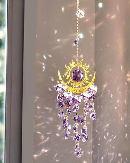 Prism Window Suncatcher Hanging Indoor Celestial Crystal Moon and Sun Catchers Rainbow Maker