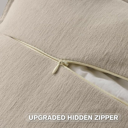 FUTEI Oatmeal Chenille Throw Pillow Covers 26x26 Inch Set of 2,Edges Double-Stitched Euro Pillow Shams,Modern Home Decor for Couch Living Room