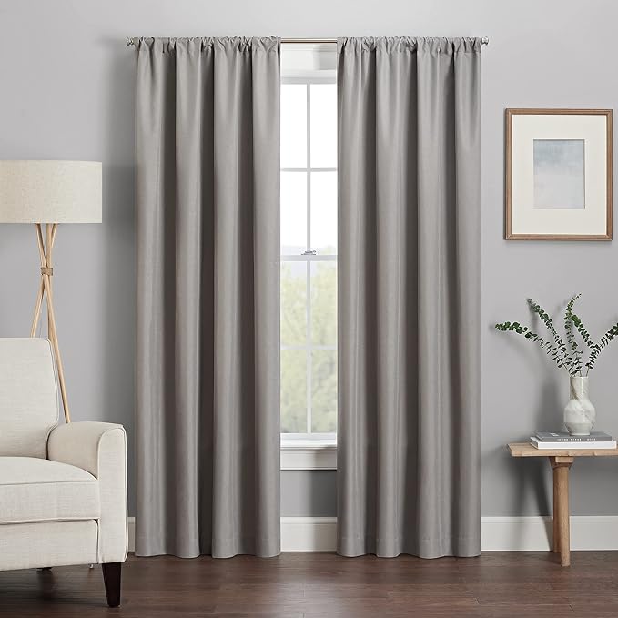 ECLIPSE Kendall Modern Blackout Thermal Rod Pocket Window Curtain for Bedroom or Living Room (1 Panel), 42 X 84, Grey