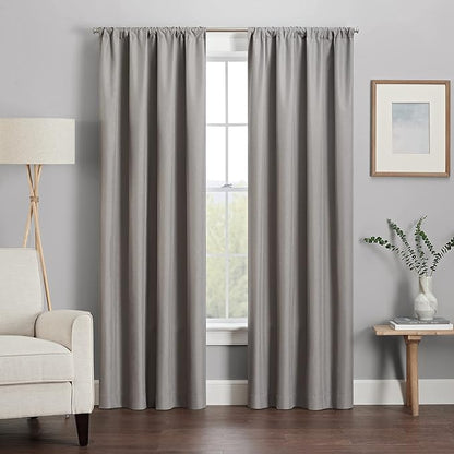 ECLIPSE Kendall Modern Blackout Thermal Rod Pocket Window Curtain for Bedroom or Living Room (1 Panel), 42 X 84, Grey