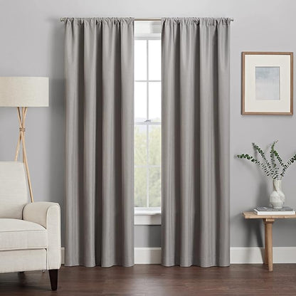 ECLIPSE Kendall Modern Blackout Thermal Rod Pocket Window Curtain for Bedroom or Living Room (1 Panel), 42" x 63", Grey