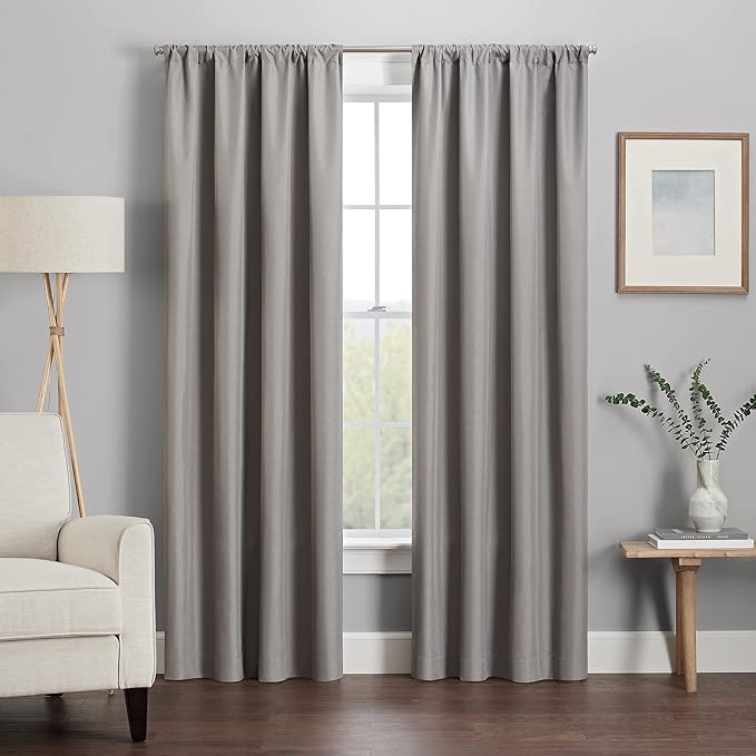 ECLIPSE Kendall Modern Blackout Thermal Rod Pocket Window Curtain for Bedroom or Living Room (1 Panel), 42" x 54", Grey