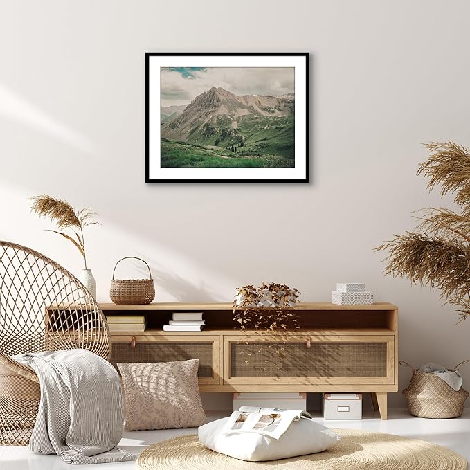 Americanflat 22x28 Poster Frame with Polished Plexiglass - Use as 18x24 Frame with Mat or Display 22x28 Photo Without Mat - Streamline Collection - Thin Border Picture Frames for Wall - Black