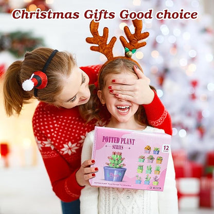 Advent Calendar 2025 Kids, 12 Packs Building Blocks Set, Advent Calendar 2025 Boys for 6+ Years Old, Christmas Gifts for Girls and Boys, Party Favors (Succulent Plant)