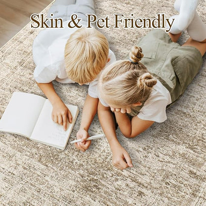 6x9 Area Rug for Living Room Washable 6x9 Rug Non-Slip Modern Rugs for Bedroom Dining Room Ultra-Thin Indoor Brown Rug