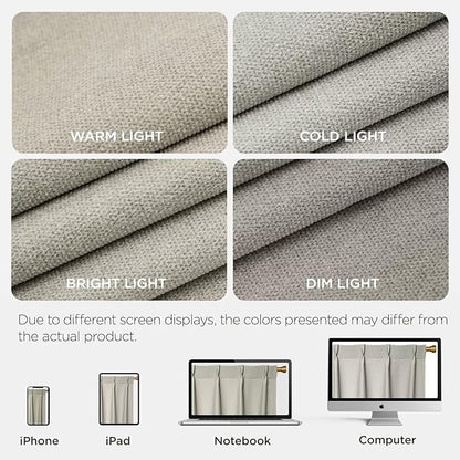 Joydeco Greyish White Pinch Pleated Thick Linen Curtains 96 Inch Long 2 Panel Set for Living Room, Double-Faced Curtain for Bedroom, Back Tab Blackout Drapes with Adjustable Hooks (40”W x96”L)
