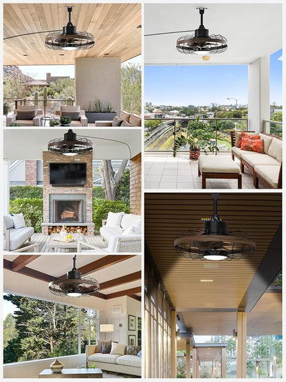 Outdoor Ceiling Fans with Light for Patios Waterproof, 18 Inch Ceiling Fan Smart APP & Remote Control, 6 Speeds, 3 Color Temperatures, Gazebo Fan Lights Outdoor Ceiling Fans for Patio,Porch