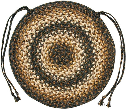 Homespice Kilimanjaro Jute Braided Kitchen Chair Pads 15x15 Set of 2 - Durable, Naturally Comforting & Reversible