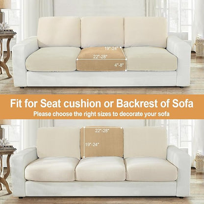 NAISI Couch Cushion Covers 1 Piece Velvet Stretch Sofa Seat Covers or Backrest Covers Soft Individual Couch Covers for Sectional Sofa(1 PC for Seat Cushion or Backrest,Camel)