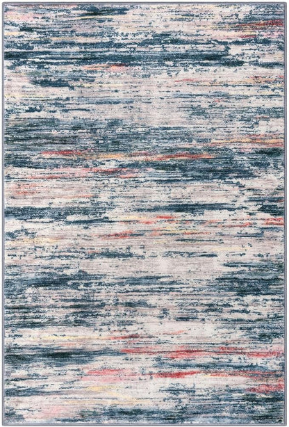 3x5 Modern Abstract Area Rug for Entryway, Teal Blue Peach Gray Multi Super Soft Washable Rug with Non-Slip, Low-Pile Door Mat Indoor for Living Room Bedroom, Living Carpet with Non-Shedding