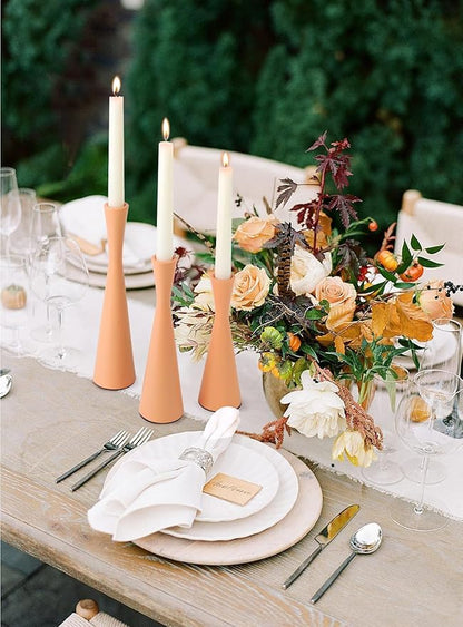 Vixdonos Taper Candle Holders Metal Candlestick Holders Set of 3 Table Mantel Decorative Candle Stand for Dinning,Party，Wedding,Home Decor(Pink Orange)