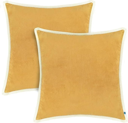 FINGERCRAFT Decorative Throw Pillow Cover Pack of 2 Soft Velvet Cushion Cover, Sofa and Bedroom Pillow Case 20" x 20" Gold