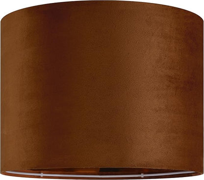 GO&SO 1 PCS Burnt Orange Velvet Drum Lamp Shade,Modern Replacement Lamp Shades 13" Top x 13" Bottom x 10" High(Spider) Medium Fabric Lampshade for Table Lamp,Floor,Bedside -Assembly Require