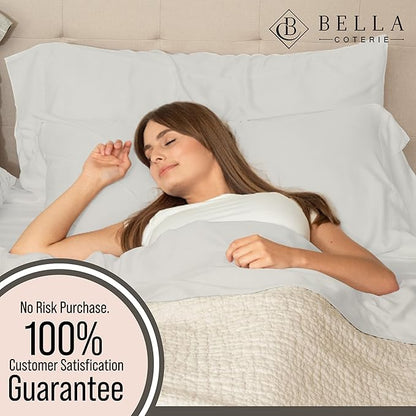 Bella Coterie 6 Piece Luxury Bamboo Viscose Queen Size Sheet Set | 100% Organically Grown | Cooling for Hot Sleepers | 18" Deep Pocket | Soft & Hypoallergenic | 4 Pillowcases [Grey Mist]