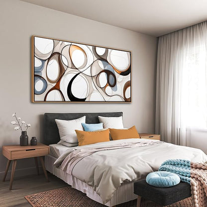 Large Wall Art for Lving Room-Textured Abstract Canvas Wall Art Framed Artwork for Walls Bedroom Wall Decor Above Bed Brown and Blacke Modern office Decorations 29×58IN