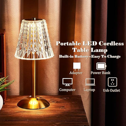 Liliful 8 Pcs Cordless Table Lamp Rechargeable Touch LED Small Gold Portable Battery Operated USB-c Desk Lamp 3 Color Dimmable for Bedroom Living Room Dining (Gold,Classic Style)