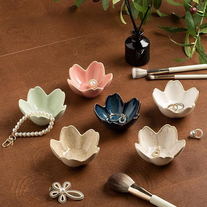 Floral Vanity Tray - Ceramic Jewelry Organizer Dish for Rings Necklaces Wedding Gift Idea(camel)
