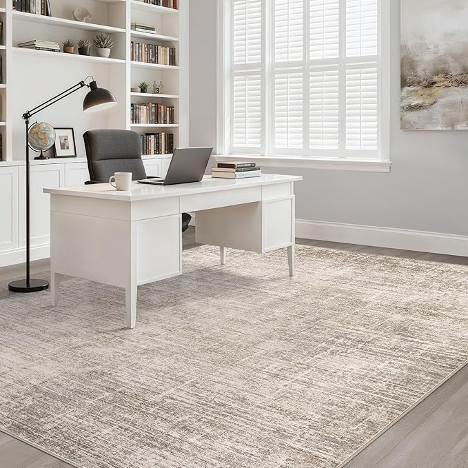 5x7 Area Rugs Living Room: Washable Large Neutral Brown Rug Abstract Soft Modern Stain Resistant Indoor Floor Non-Slip Carpet for Bedroom Nursery Kids Office Playroom Dining Room Under Table Home