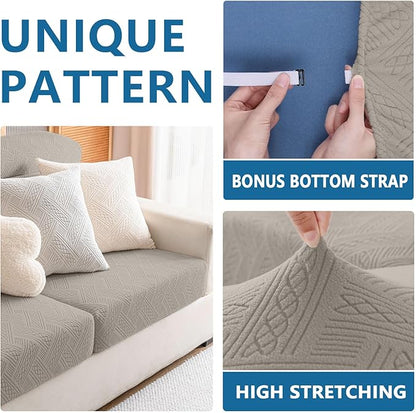 hyha Waterproof Couch Cushion Covers, Waterproof Sectional Couch Covers for Cushion Sofa for Pets, Stretch Sofa Slipcover Washable with Elastic Bottom(Back Cover M, Taupe)