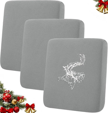 hyha Waterproof Couch Cushion Covers for Pets, Non Slip Sofa Seat Cover for Dogs Washable, Soft Thick Stretch Jacquard Fabric, Sofa Slipcovers with Elastic Bottom (3 Pieces, Light Grey)