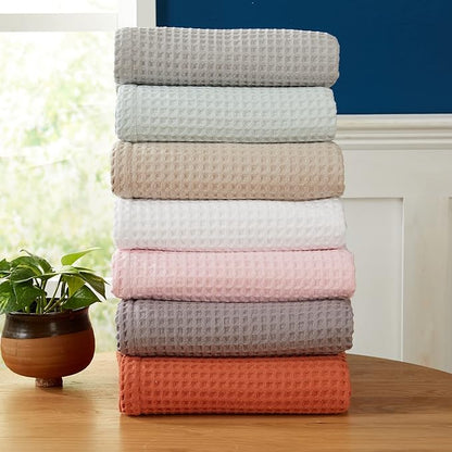 100% Cotton Waffle Weave Bed Blanket | Soft, Breathable, and Lightweight Blanket for All-Season | Perfect for Layering | Brielle Collection (King, ICY Blue)