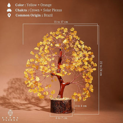 Crystal Tree Gifts for Women, Chakra Healing Citrine Crystals Handmade Tree of Life for Home and Office Desk Decoration, Reiki Healing, Good Luck, Positive Energy, Money, Birthday Gifts