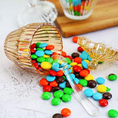 kanpura Champagne Glass Candy Dish with Lid Crystal Candy Jar Jewelry Box Cookie Jar with Spoon for Wedding Christmas Gift