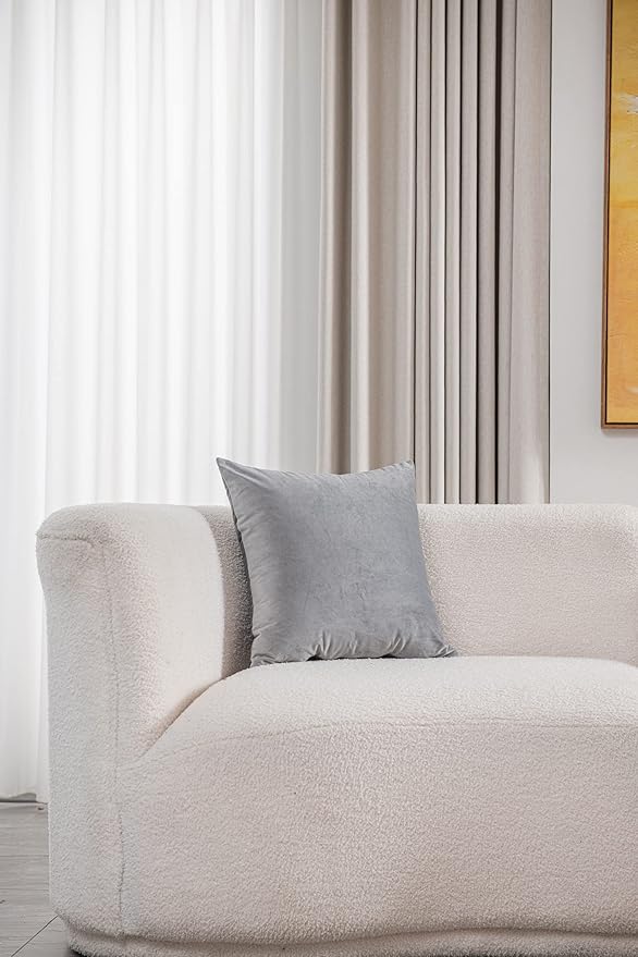 Decorative Pillow Cases 16x16 Light-Grey: 2 Pack Cozy Soft Velvet Square Throw Pillow Covers for Farmhouse Home Decor