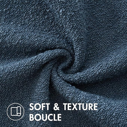 MIULEE 18x18 Inch Decorative Pillow Covers for Couch Bed Set of 2 Textured Boucle Neutral Winter Throw Pillows Dark Blue Accent Solid Cushion Pillowcases Sofa Livingroom Home Decor