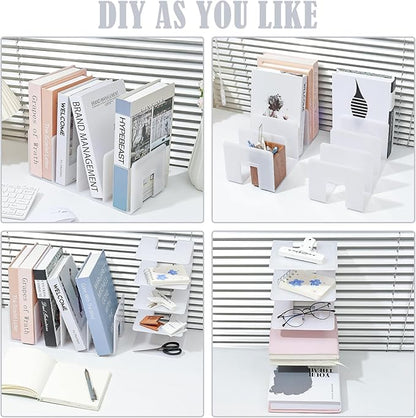 BAYTORY 2Pcs Acrylic File Holder Purse Organizer, Sturdy Desktop File Sorter Organizer, Binder Shelf for Office Desk Kitchen Shelf Closet (White)