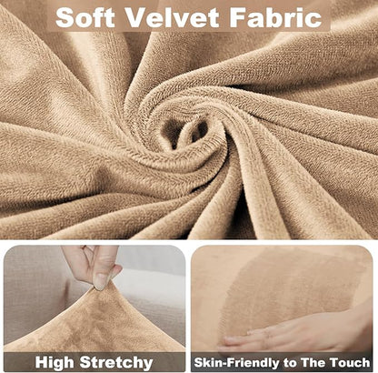 NAISI Sectional Couch Cover 1 Piece Velvet Separate Chaise Lounge Cover Soft Stretch Sofa Slipcovers for Left/Right Chaise Sectional Couch(Chaise Lounge,Camel)