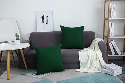 TangDepot Handmade Decorative Solid 100% Cotton Canvas Throw Pillow Covers/Pillow Shams, (20"x20", Deep Green)