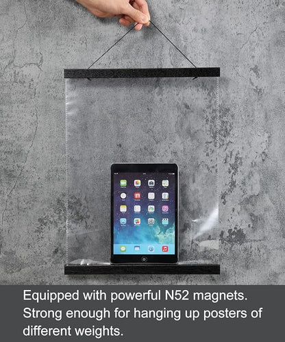 FALAMON Magnetic Poster Hanger Frame, 25x19 25x36 25x38 Teak Wood Magnet Poster Frame for Posters, Prints, Photos, Pictures, Maps, Scrolls, and Canvas Artwork(Black, 25")