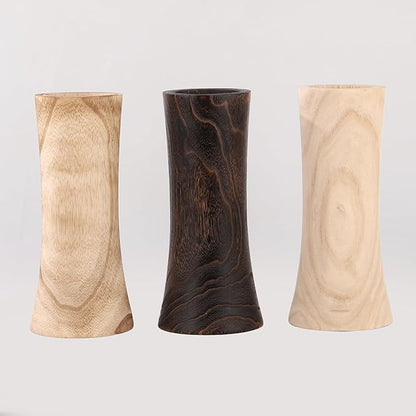 Handmade Eco-Friendly Wooden Vase Set - Natural Solid Paulownia Wood Vases for Home Decor, DIY Hand-Painted Design, Unbreakable Decorative Gift Set (7”, 10”, 12”) (Hourglass Brown Vase 5×11.6in)