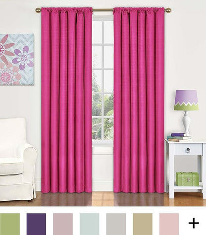 ECLIPSE Kendall Modern Blackout Thermal Rod Pocket Window Curtain for Bedroom or Living Room (1 Panel), 42" x 95", Raspberry