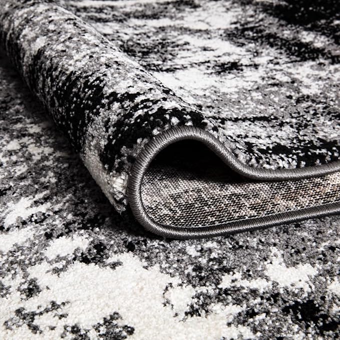 Keen Home Design Area Rugs - 5x8 Non-Shedding, Abstract Rugs for Kitchen, Living Room, Bedroom, Dining Room, Entryway - Size: 5'3" x 7'7", Abstract Black