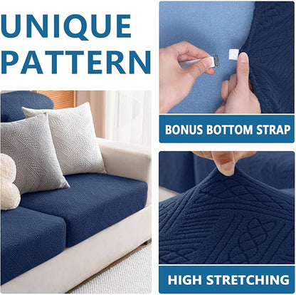 hyha Waterproof Couch Cushion Covers, Waterproof Sectional Couch Covers for Cushion Sofa for Pets, Stretch Sofa Slipcover Washable with Elastic Bottom(Back Cover M, Navy)