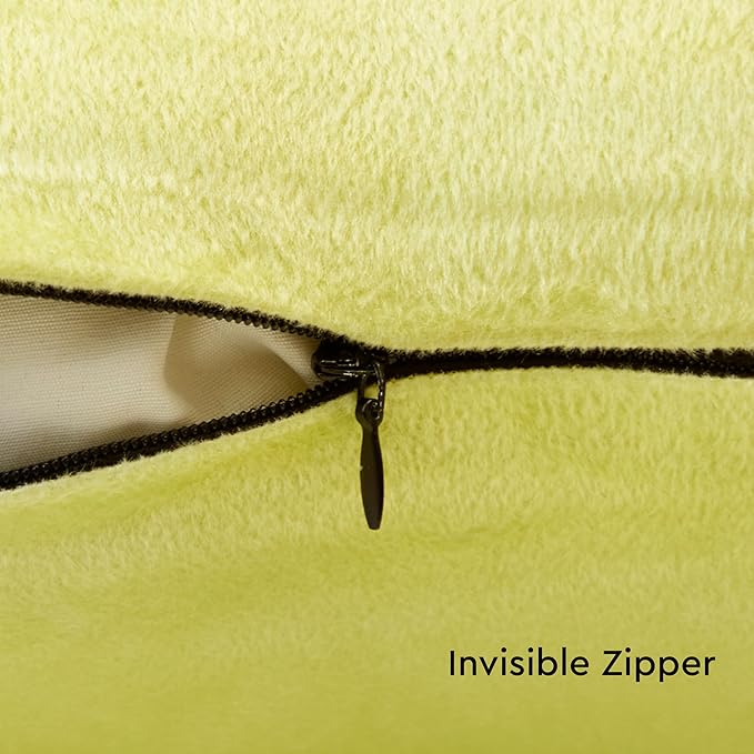 Encasa XO Velvet Throw Pillow Covers 16x16 in (40x40 cm) - Pale Lime - No Inserts, Pack of 2 Cases | Solid Plain Dyed Soft & Smooth, Square Decorative Cushion Covers for Living & Bedroom