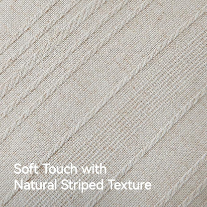a moment Linen Pillow Covers Set of 2,Boho Farmhouse Throw Pillowcases Neutral Textured Decorative Covers for Couch Sofa Bed,Soft Linen Blend Accent Case Cushion Living Room Home Decor 20"x12"Ivory