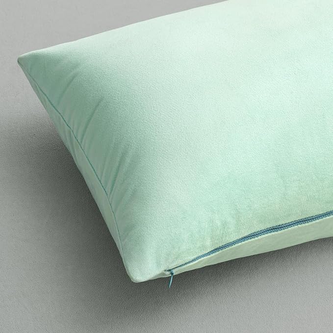 MIULEE Velvet Throw Pillow Covers 18x18 Inch, Pack of 2 - Mint Green, Soft Solid Decorative Pillow Covers Cushion Cases Modern Luxury Home Decor for Spring Couch Sofa Bedroom Livingroom