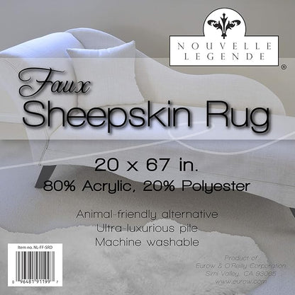 Nouvelle Legende Faux Fur Sheepskin Rug, Ultra-Soft Long Narrow Decorative Runner for Hallway, Bedroom, or Entryway, Warm in Winter, Cool in Summer, Easy Care, Neutral Color, Duo