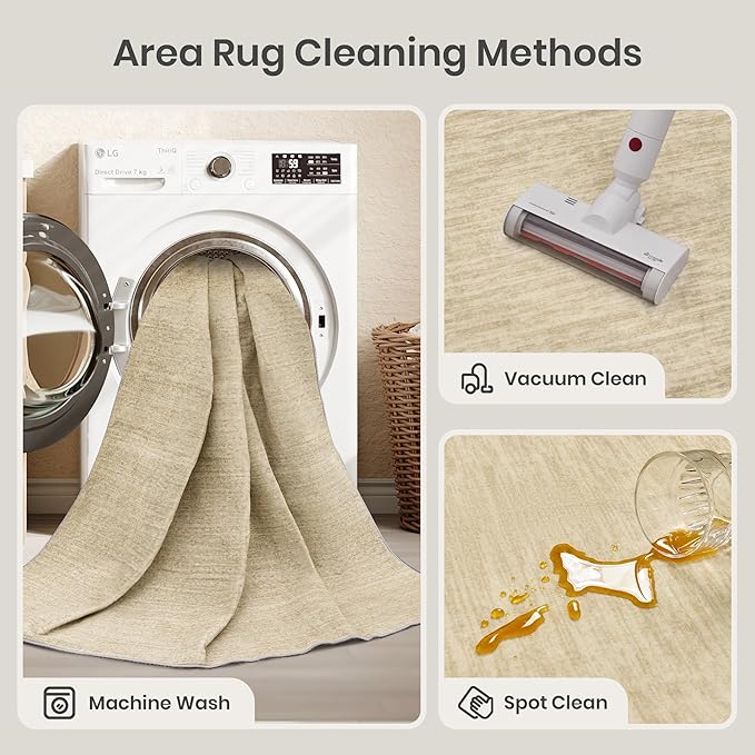 Valenrug Washable Rug 6x9 - Stain Resistant 6x9 Area Rugs for Living Room, Non Slip Backing Printed Rugs for Bedroom, Folable Machine Washable Area Rug (6'x9', Brown)