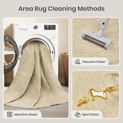 Valenrug Washable Rug 6x9 - Stain Resistant 6x9 Area Rugs for Living Room, Non Slip Backing Printed Rugs for Bedroom, Folable Machine Washable Area Rug (6'x9', Brown)